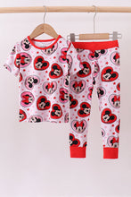 Load image into Gallery viewer, Red character heart print bamboo pajama pants set
