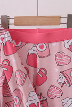 Load image into Gallery viewer, Pink heart print bamboo pajama pants set
