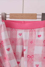 Load image into Gallery viewer, Pink heart checkered bamboo pajama pants set
