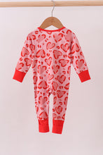 Load image into Gallery viewer, Red heart print bamboo zipper romper
