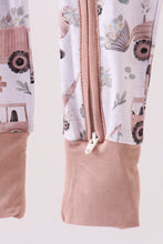 Load image into Gallery viewer, Khaki crane bamboo pajama zipper romper
