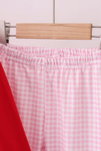 Load image into Gallery viewer, Red heart bow applique ruffle pants set
