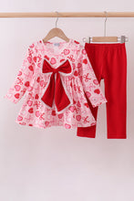 Load image into Gallery viewer, Red heart bow print pants set
