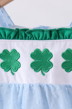 Load image into Gallery viewer, Blue clover embroidery swiss dot bubble
