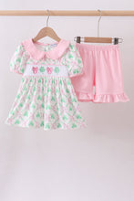 Load image into Gallery viewer, Pink clover bow embroidery shorts set
