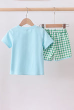 Load image into Gallery viewer, Blue clover applique shorts set
