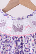 Load image into Gallery viewer, Purple leopard butterfly smocked shorts set
