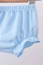 Load image into Gallery viewer, Blue I love MOMMY embroidery ruffle blooner set
