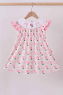 Pink bow hydrangea smocked dress