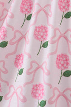 Load image into Gallery viewer, Pink bow hydrangea smocked dress
