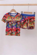 Blue character bamboo pajama set