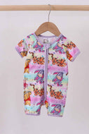Purple character bamboo romper