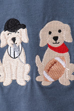 Load image into Gallery viewer, Navy puppy football applique pants set

