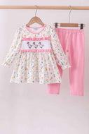 Pink duck embroidery pants set