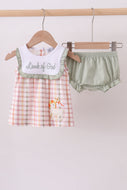 Lamb of god applique plaid bloomer set