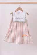 Lamb of god applique plaid ruffle dress