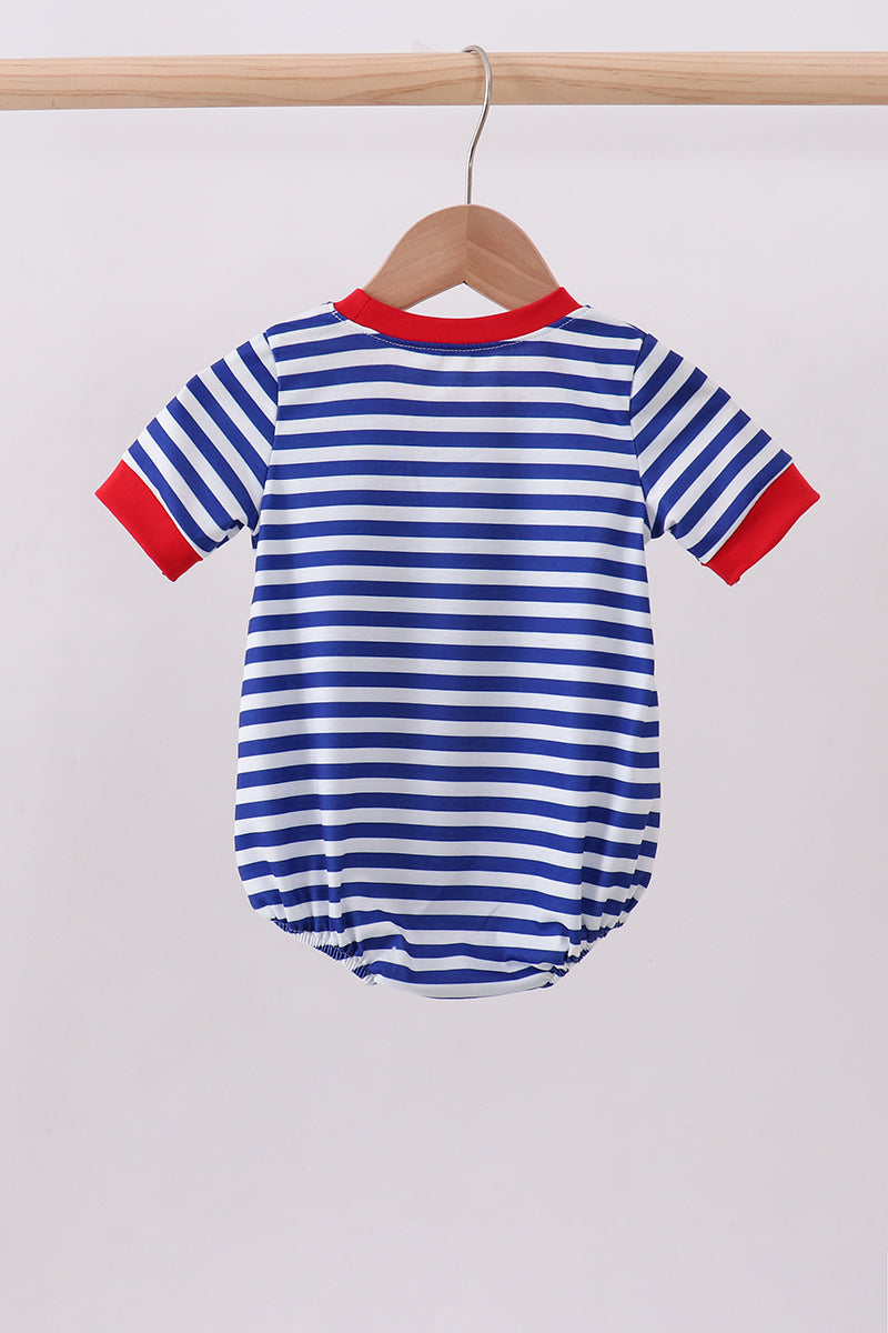 Blue stripe character applique bubble