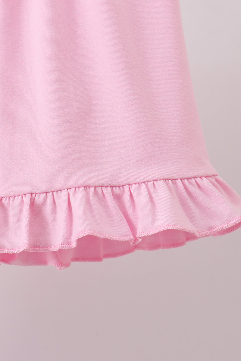 Purple butterfly embroidery swiss dot ruffle shorts set