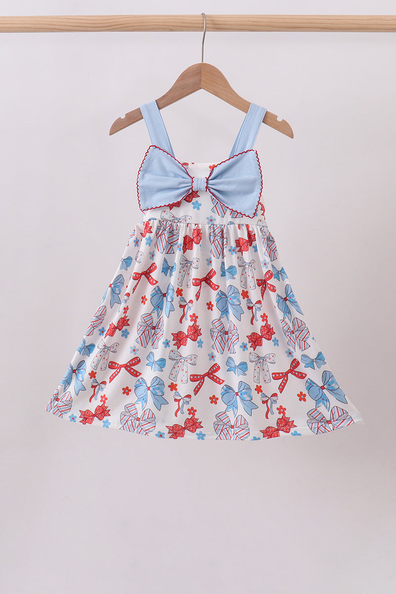 Blue bow print dress