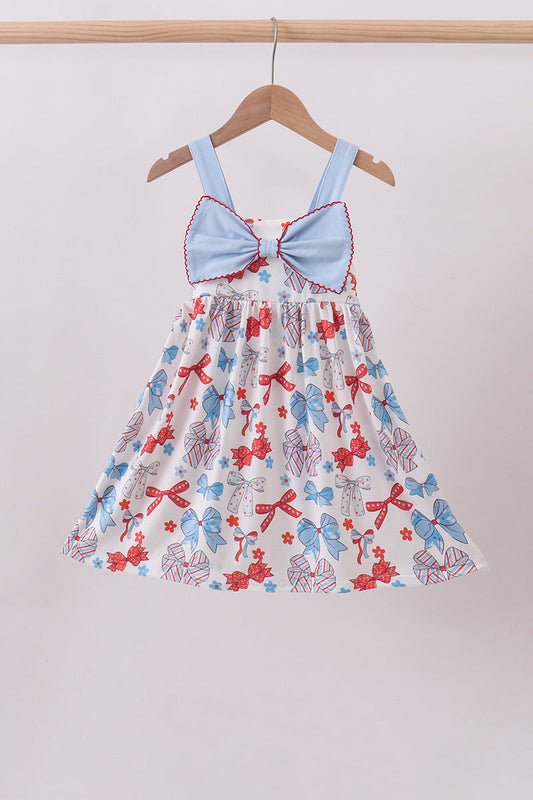 Blue bow print dress