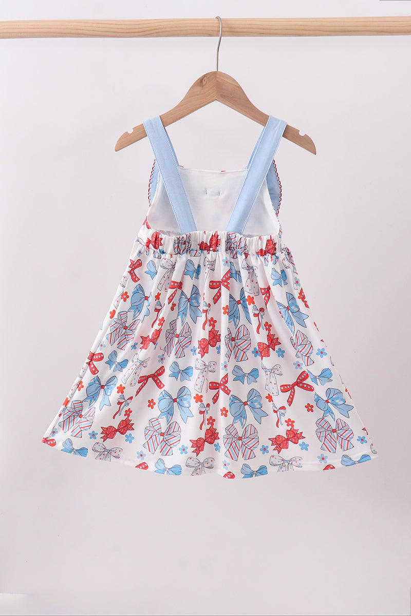 Blue bow print dress