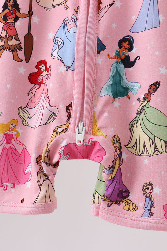 Pink character bamboo romper