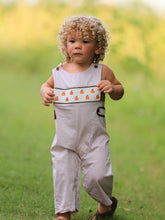 Load image into Gallery viewer, Fall Halloween &amp; Thanksgiving  Pumpkin Smock Embroidered Boys Romper
