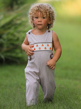 Load image into Gallery viewer, Fall Halloween &amp; Thanksgiving  Pumpkin Smock Embroidered Boys Romper
