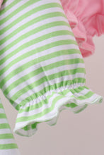 Load image into Gallery viewer, Green clover embroidery stripe bow bloomer set
