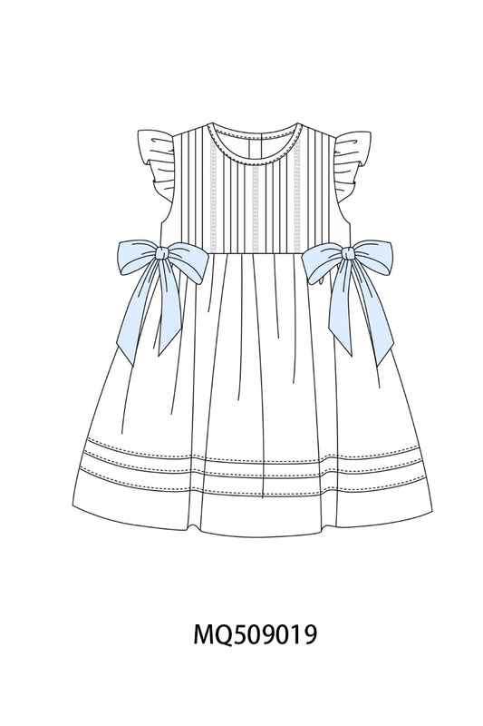 Blue bow ruffle dress