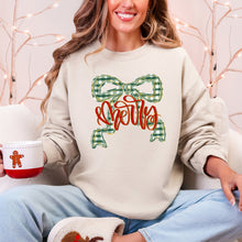 Load image into Gallery viewer, Merry Bow, Christmas Ribbon, Retro, Santa Sweatshirt
