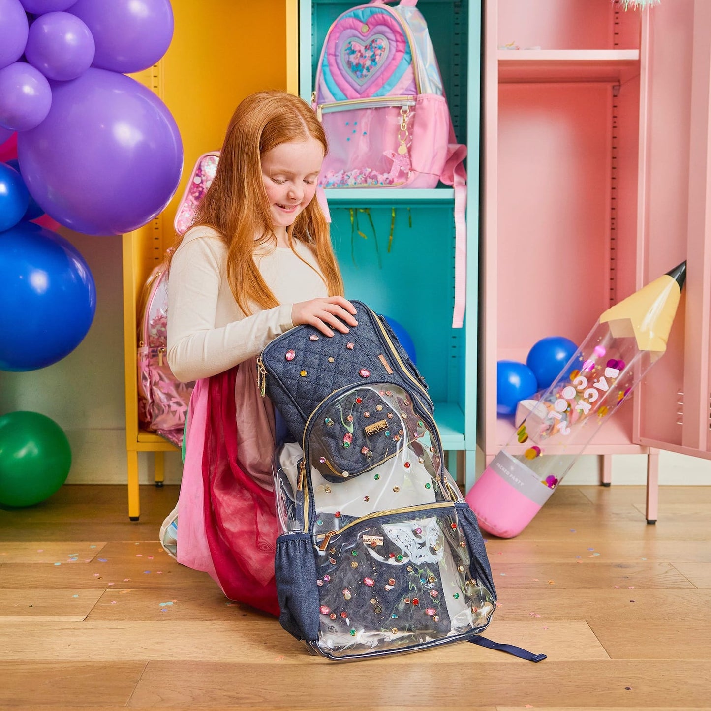 Denim and Gems Clear Backpack