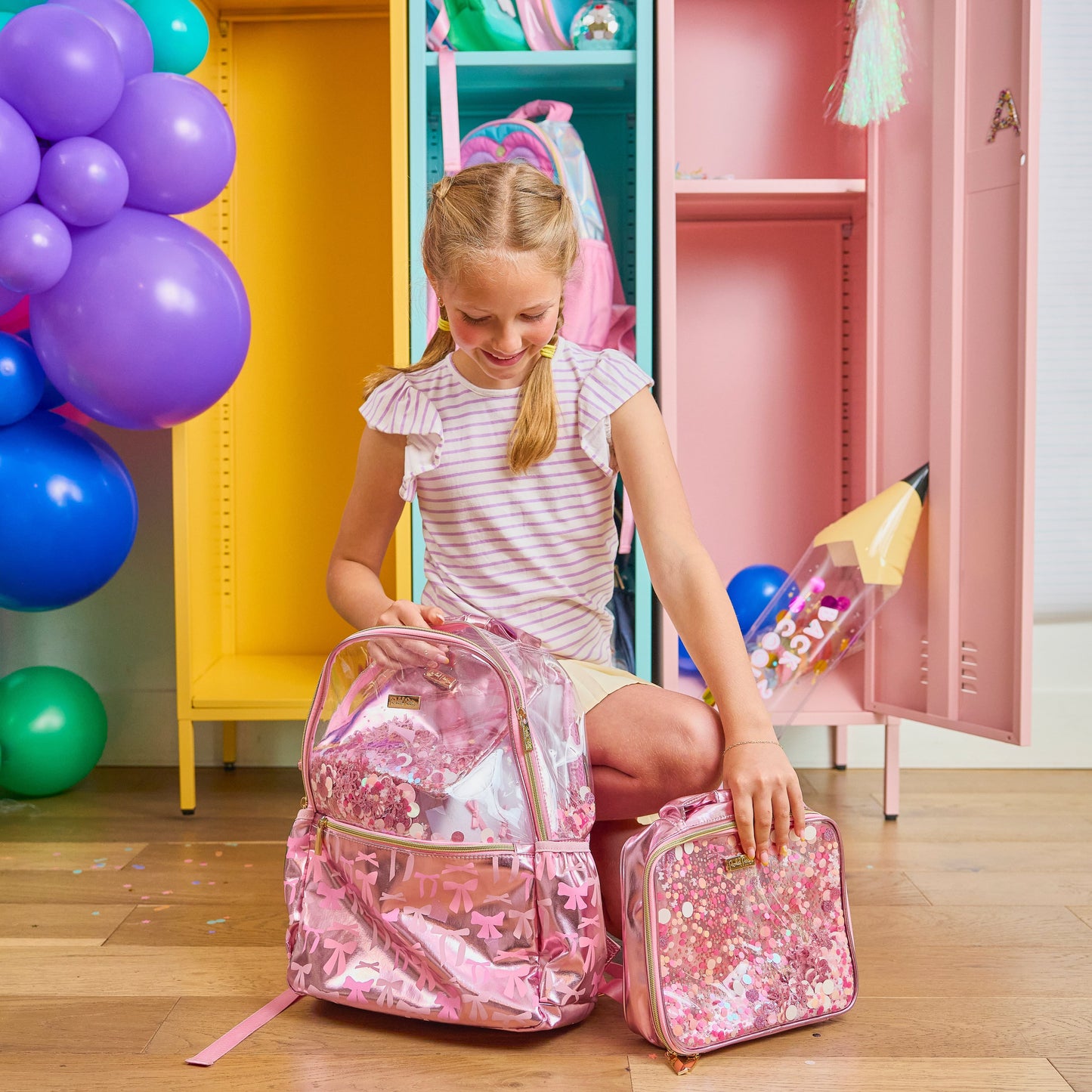 Pink Bow Confetti Everything Pouch