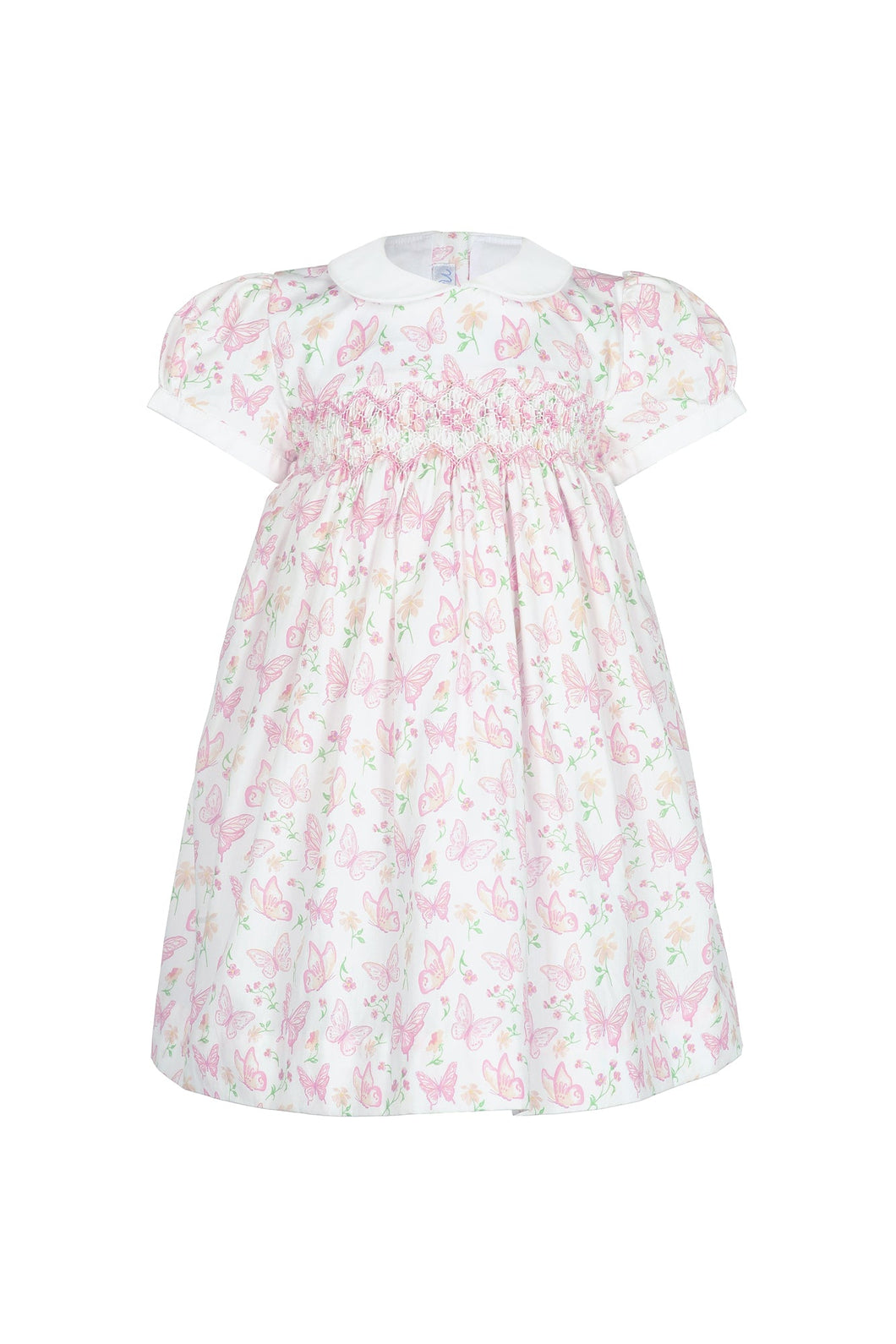 Butterflies Print Smocked Dress