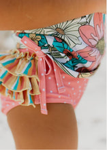 Load image into Gallery viewer, Sophie Pink Tropical Stripe Rash Guard Swimsuit
