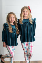 Load image into Gallery viewer, Velvet Teal Coquette Bow Pant Set
