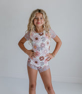 Tan Floral Shortie Leotard