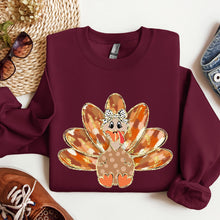 Load image into Gallery viewer, Thanksgiving Turkey, Orange, Cute, Painted, Autumn, Fall Sweatshirt
