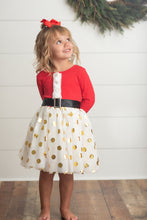 Load image into Gallery viewer, Santa Gold Dot Tulle Dress
