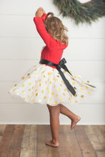 Load image into Gallery viewer, Santa Gold Dot Tulle Dress
