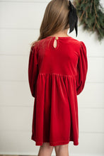 Load image into Gallery viewer, Santa Smocked Velvet Dress
