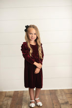 Load image into Gallery viewer, Velvet Wine Bow Dress
