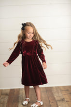 Load image into Gallery viewer, Velvet Wine Bow Dress
