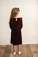 Load image into Gallery viewer, Velvet Wine Bow Dress
