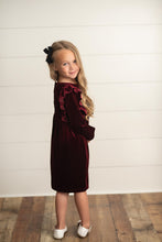 Load image into Gallery viewer, Velvet Wine Bow Dress
