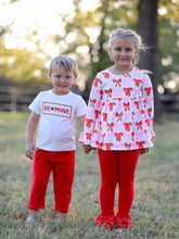 Load image into Gallery viewer, Baby Girls Valentine’s Bow Print Long Sleeve Ruffle Set
