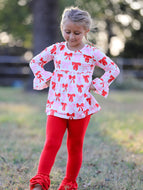 Baby Girls Valentine’s Bow Print Long Sleeve Ruffle Set
