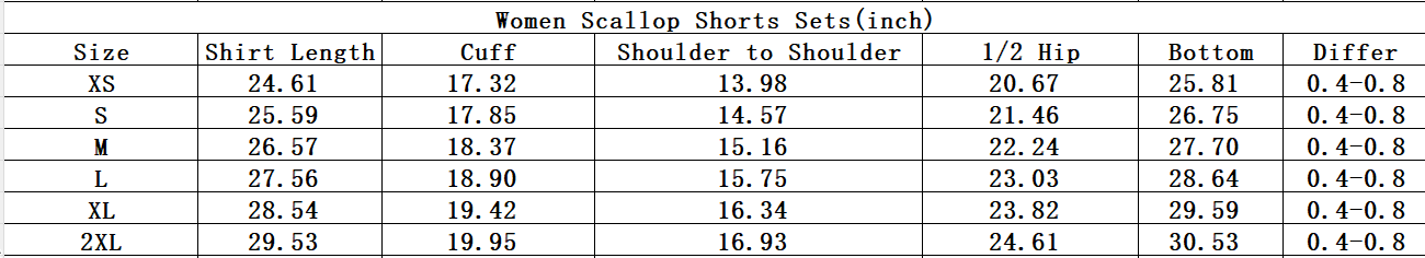 Buttercup scalloped women shorts set