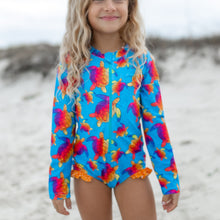 Load image into Gallery viewer, Mia Blue Rainbow Turtle Zip Swimsuit
