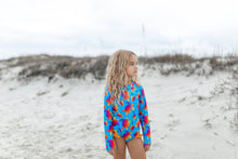 Load image into Gallery viewer, Mia Blue Rainbow Turtle Zip Swimsuit
